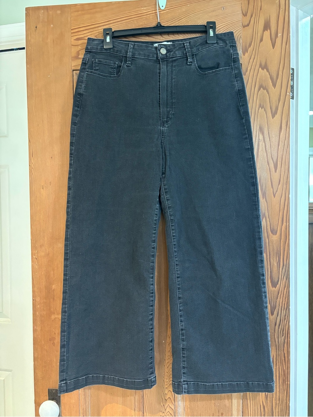 PAIGE Geneese Black Wide-Leg High-Rise Jeans Size 31